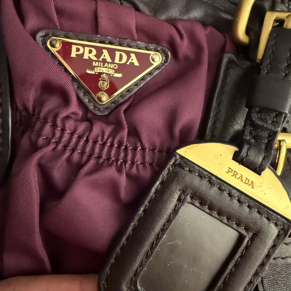Prada Gaufre Rich Burgundy and Dark Plum Satchel
(No strap) - Picture 6 of 15